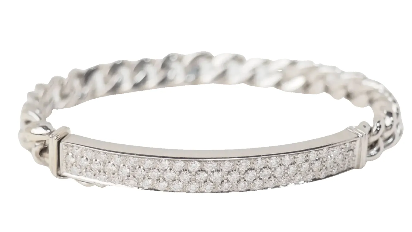 Bracelet souple en or blanc pavé de diamants sold by 58 Facettes