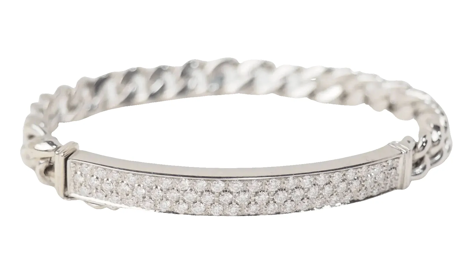 Bracelet souple en or blanc pavé de diamants sold by 58 Facettes