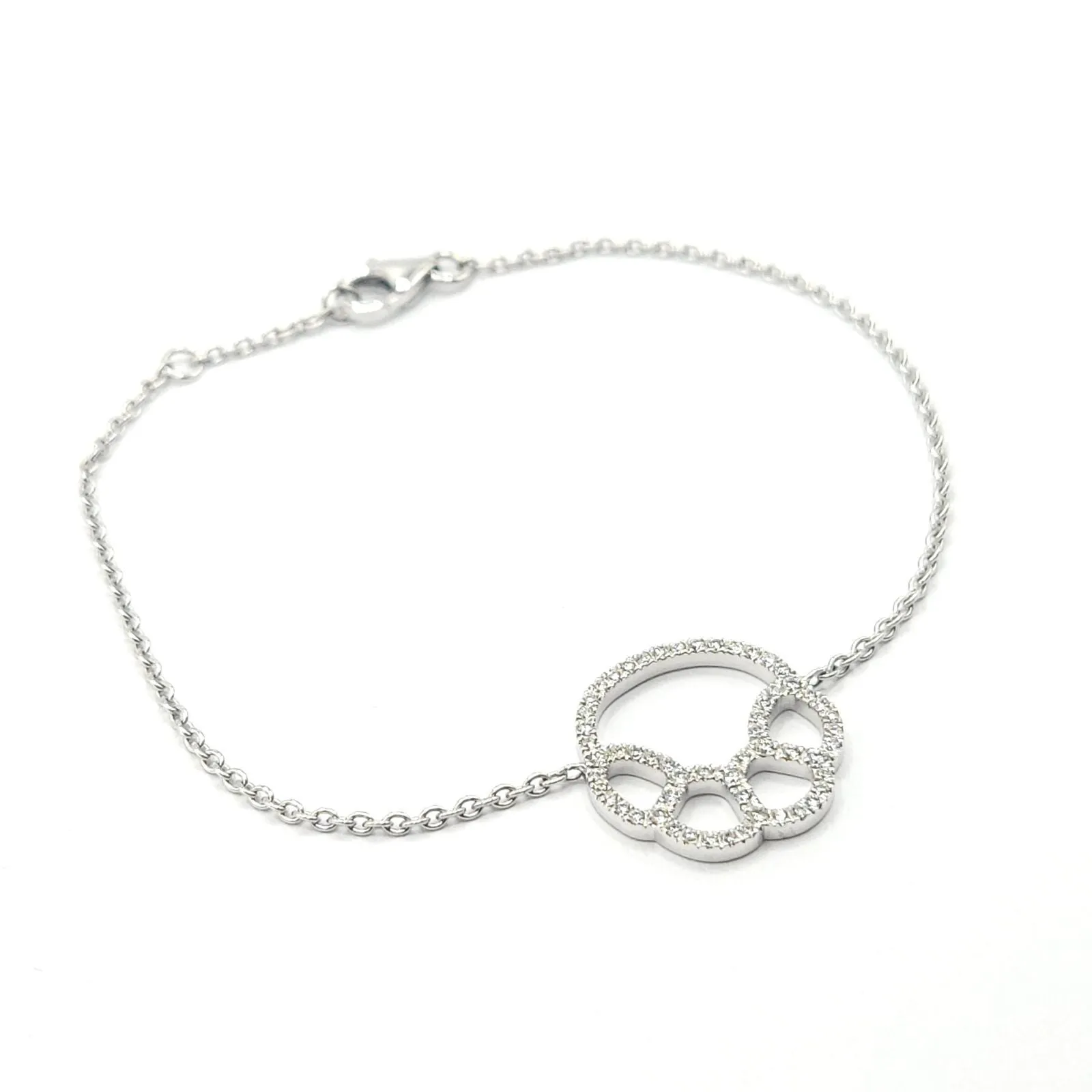Bracelet patte or blanc serti de diamants sold by 58 Facettes