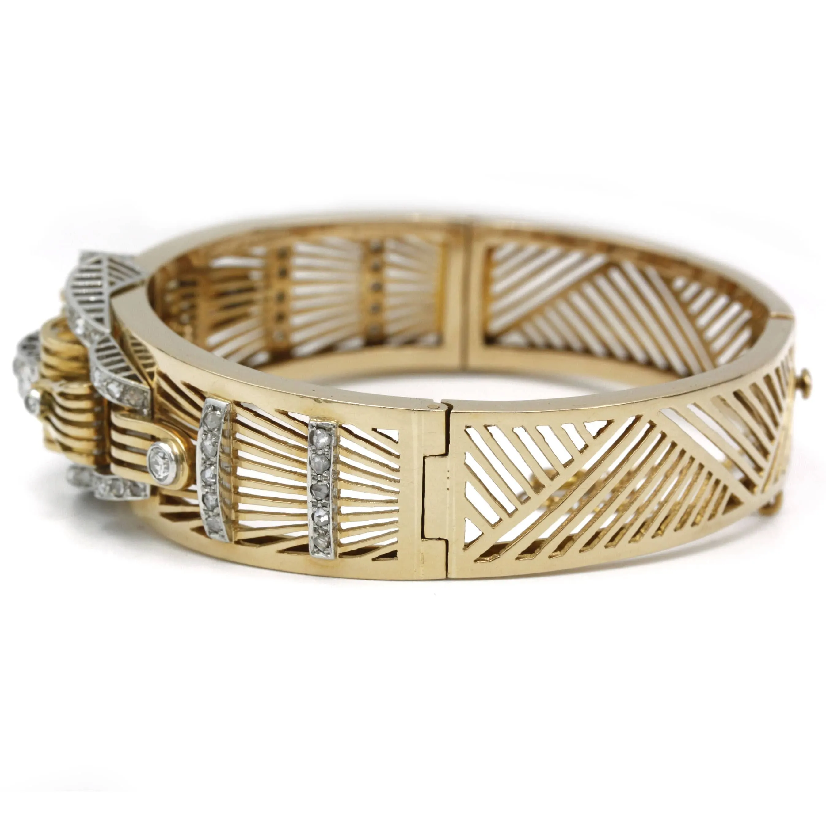 Bracelet Tank or, platine, diamants sold by 58 Facettes product image thumbnail 2