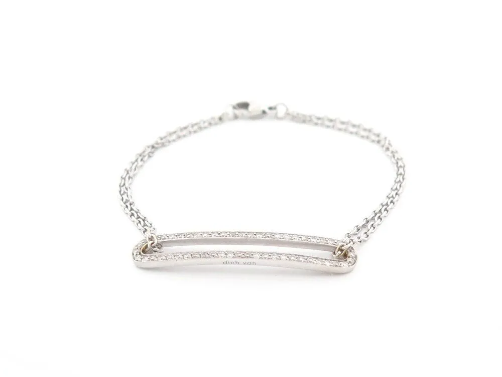 bracelet DINH VAN maillon slim 14 or blanc 18k diamants 0.48 ct sold by 58 Facettes product image thumbnail 2