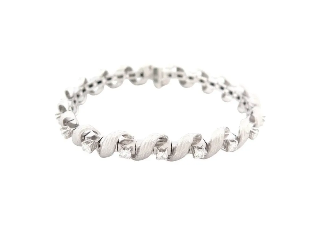 vintage bracelet art deco serti de 19 diamants 1.9ct en or blanc 18k 35gr sold by 58 Facettes
