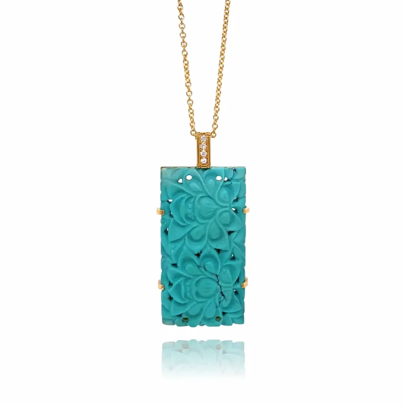 Pendentif Upcyclé Or Fairmined Turquoise et diamants sold by 58 Facettes