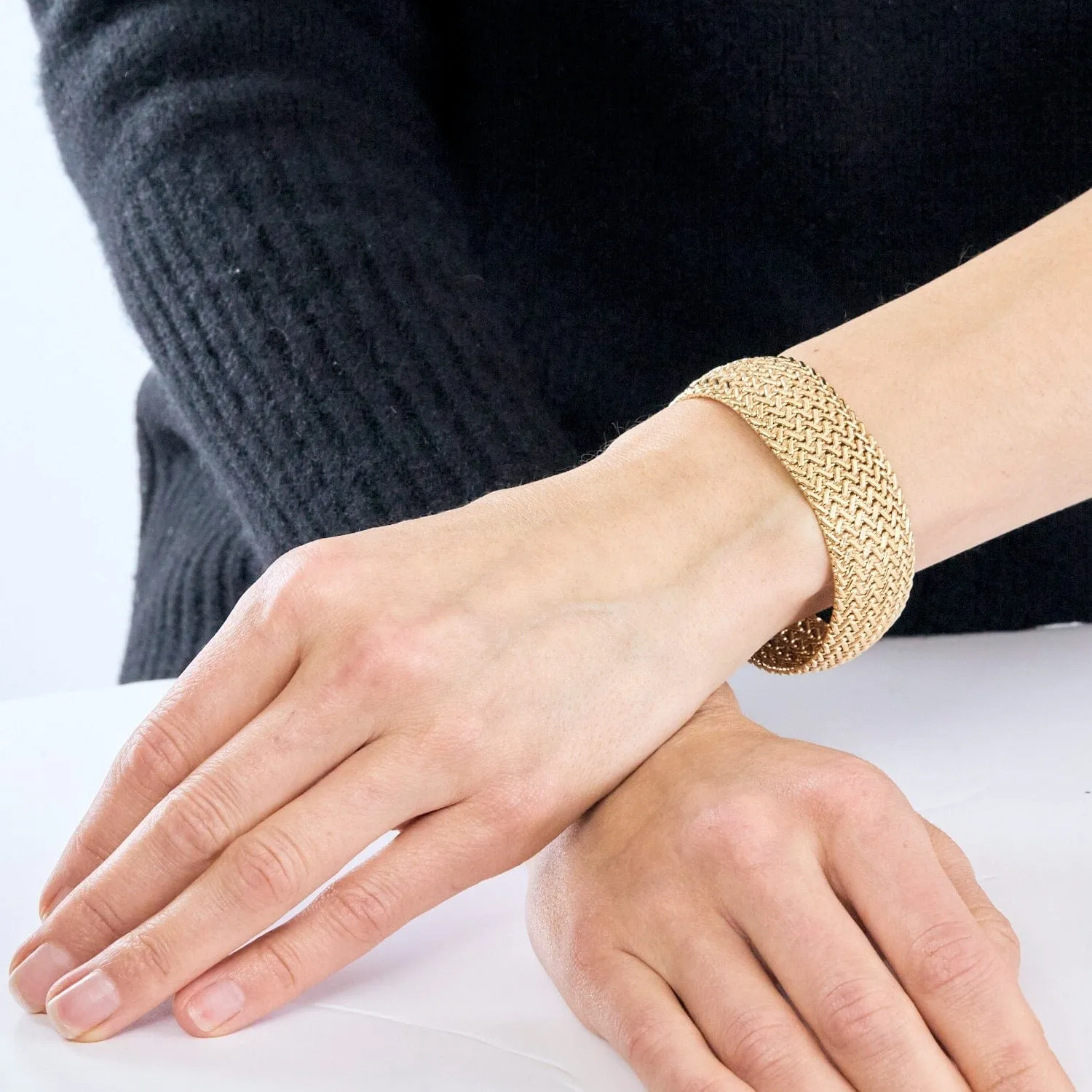 Bracelet ruban maille polonaise en or jaune sold by 58 Facettes product image thumbnail 2