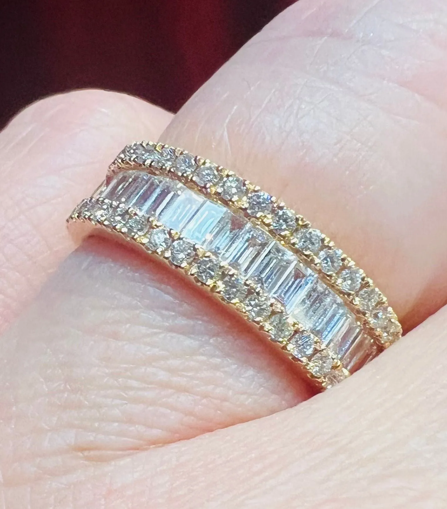 Bague demi-alliance or jaune, diamants baguette, pavage sold by 58 Facettes product image thumbnail 5