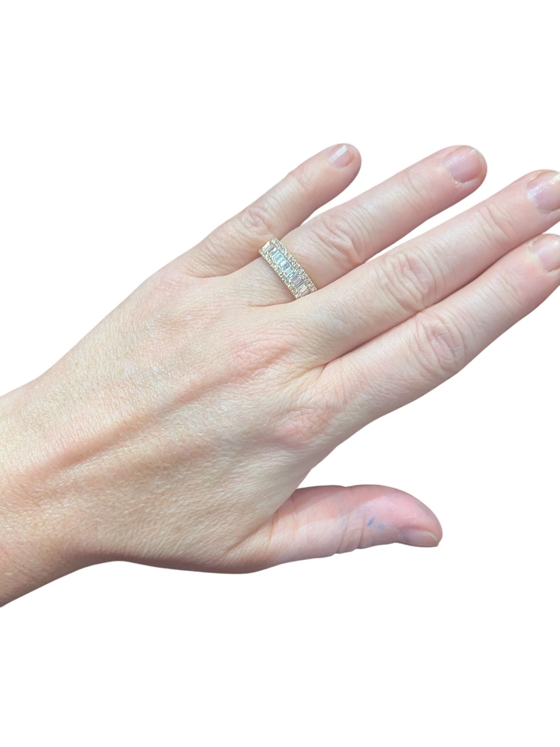 Bague demi-alliance or jaune, diamants baguette, pavage sold by 58 Facettes product image thumbnail 2