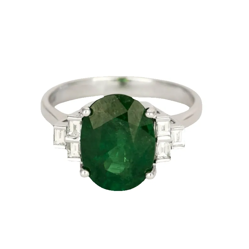 Bague or blanc, grenat tsavorite et diamants sold by 58 Facettes