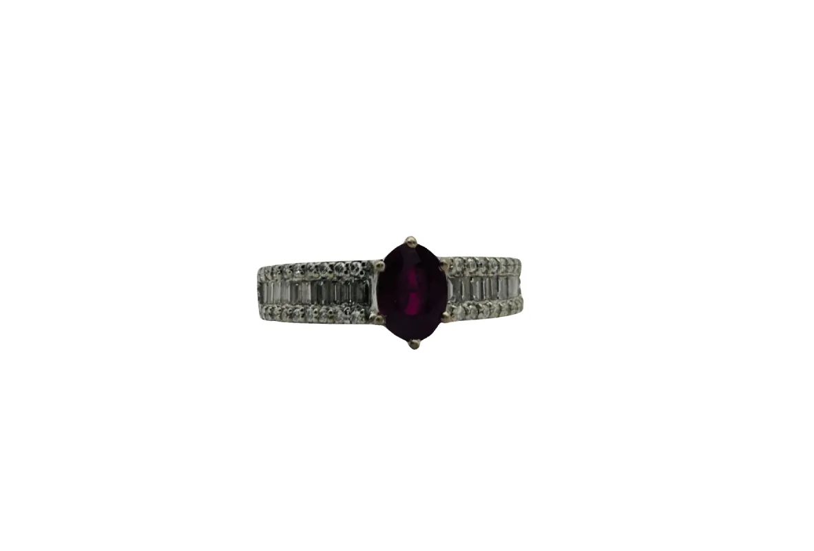 Bague or blanc, rubis, diamants sold by 58 Facettes