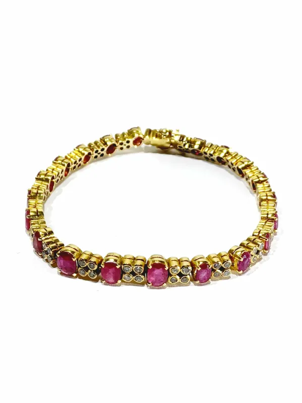 Bracelet or jaune diamants rubis sold by 58 Facettes
