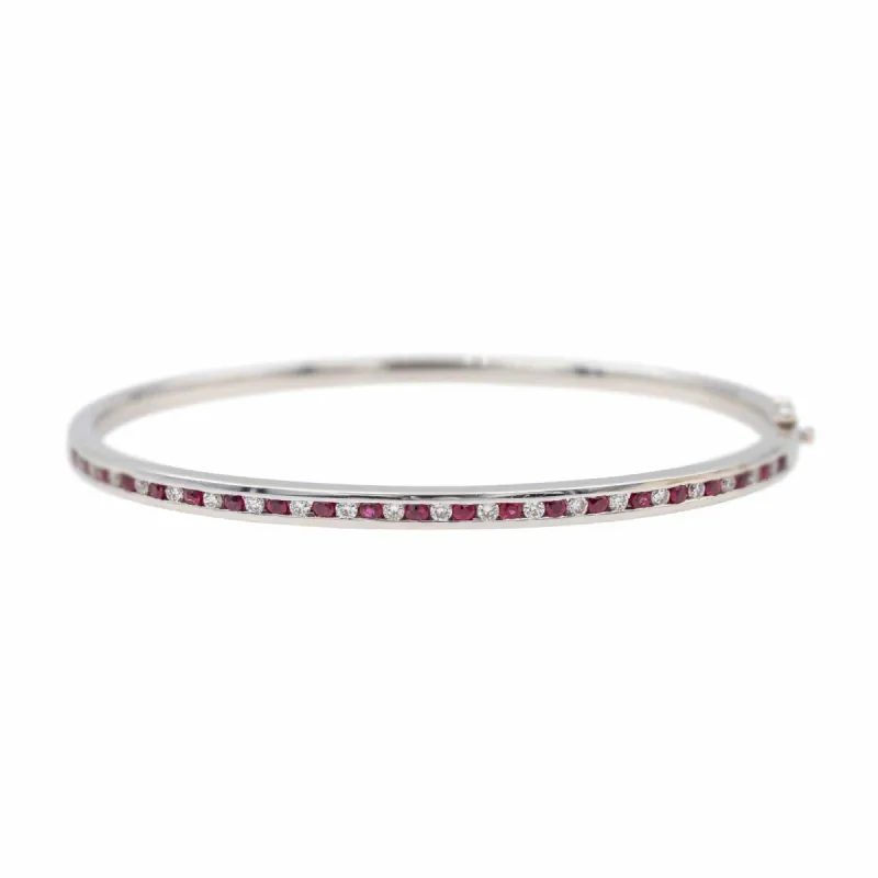 Bracelet Jonc Or blanc Rubis sold by 58 Facettes