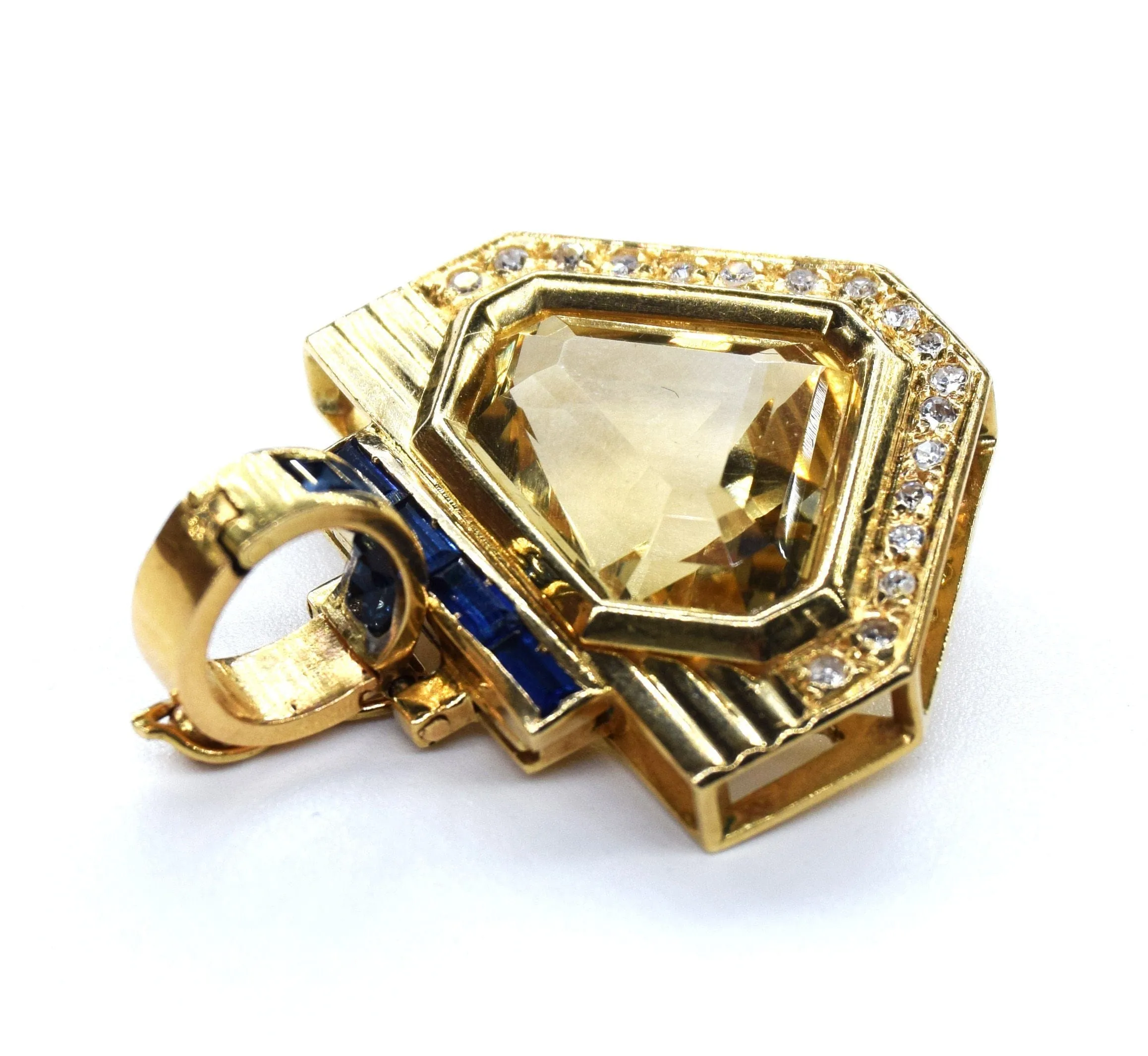 Pendentif vintage en topaze, saphirs et diamants sold by 58 Facettes product image thumbnail 4