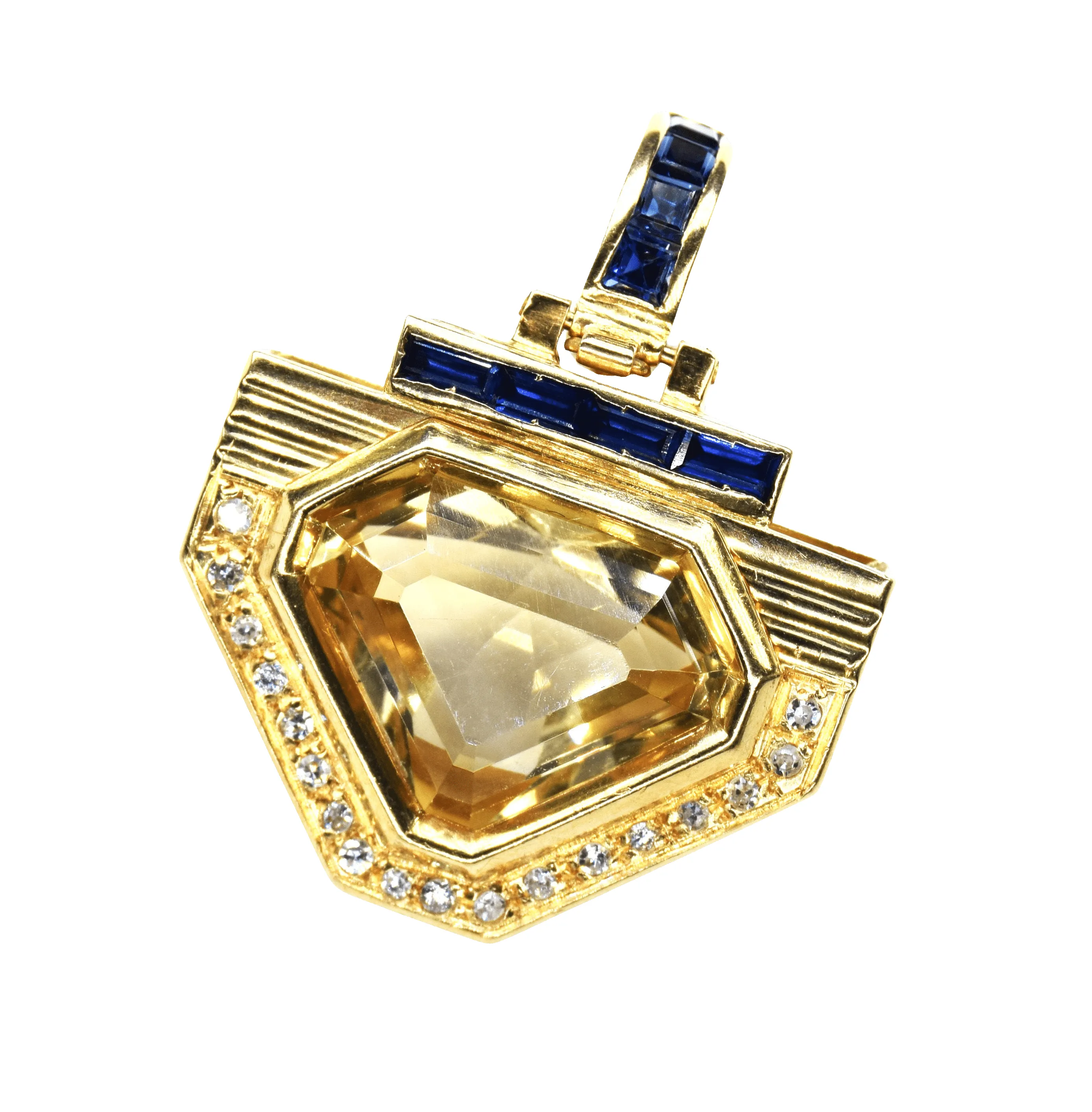 Pendentif vintage en topaze, saphirs et diamants sold by 58 Facettes