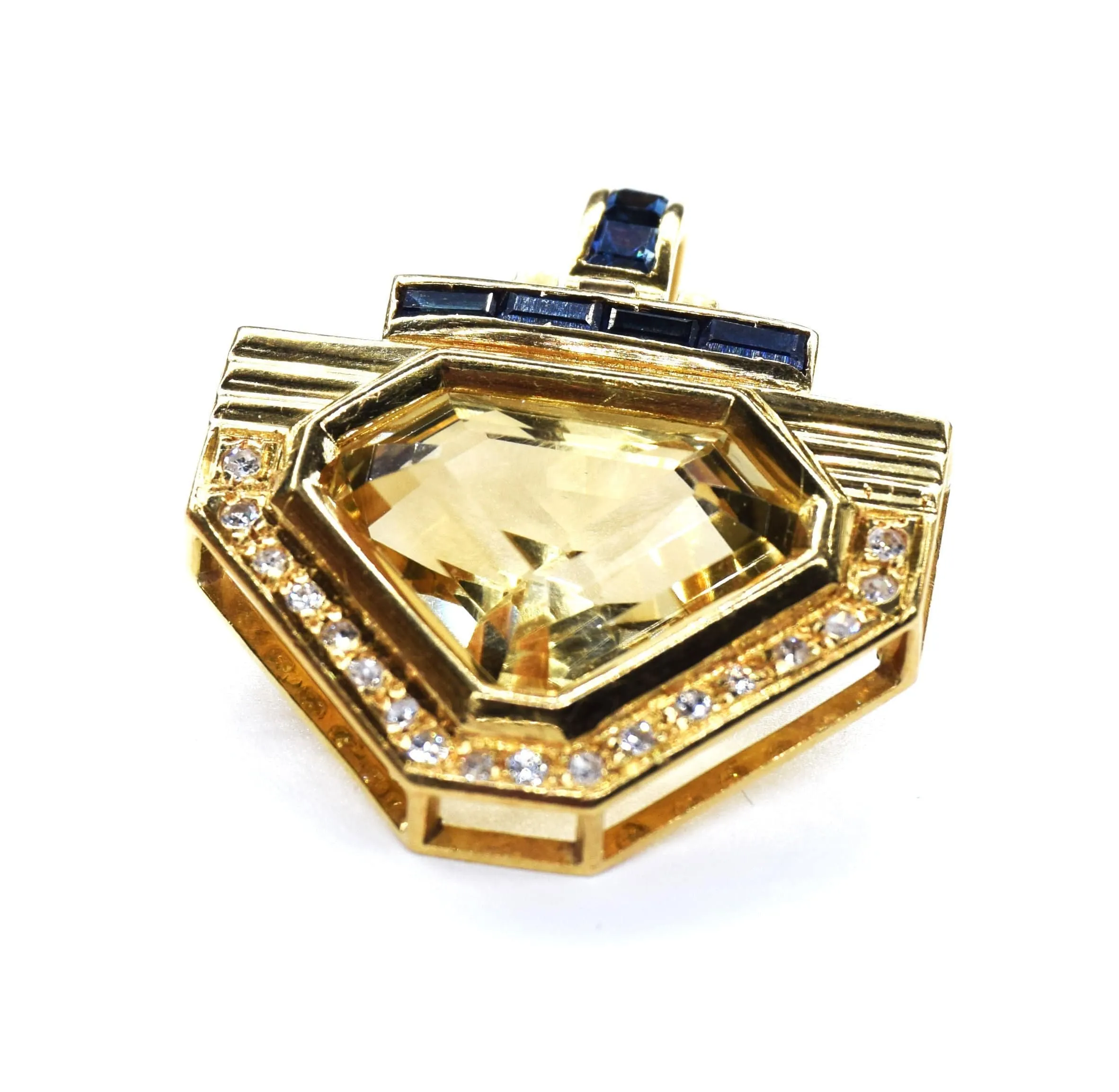 Pendentif vintage en topaze, saphirs et diamants sold by 58 Facettes product image thumbnail 3