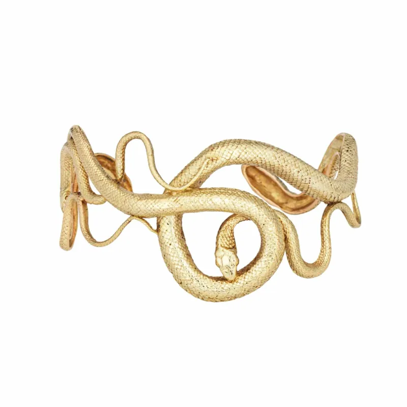 Bracelet manchette serpent or jaune vintage sold by 58 Facettes