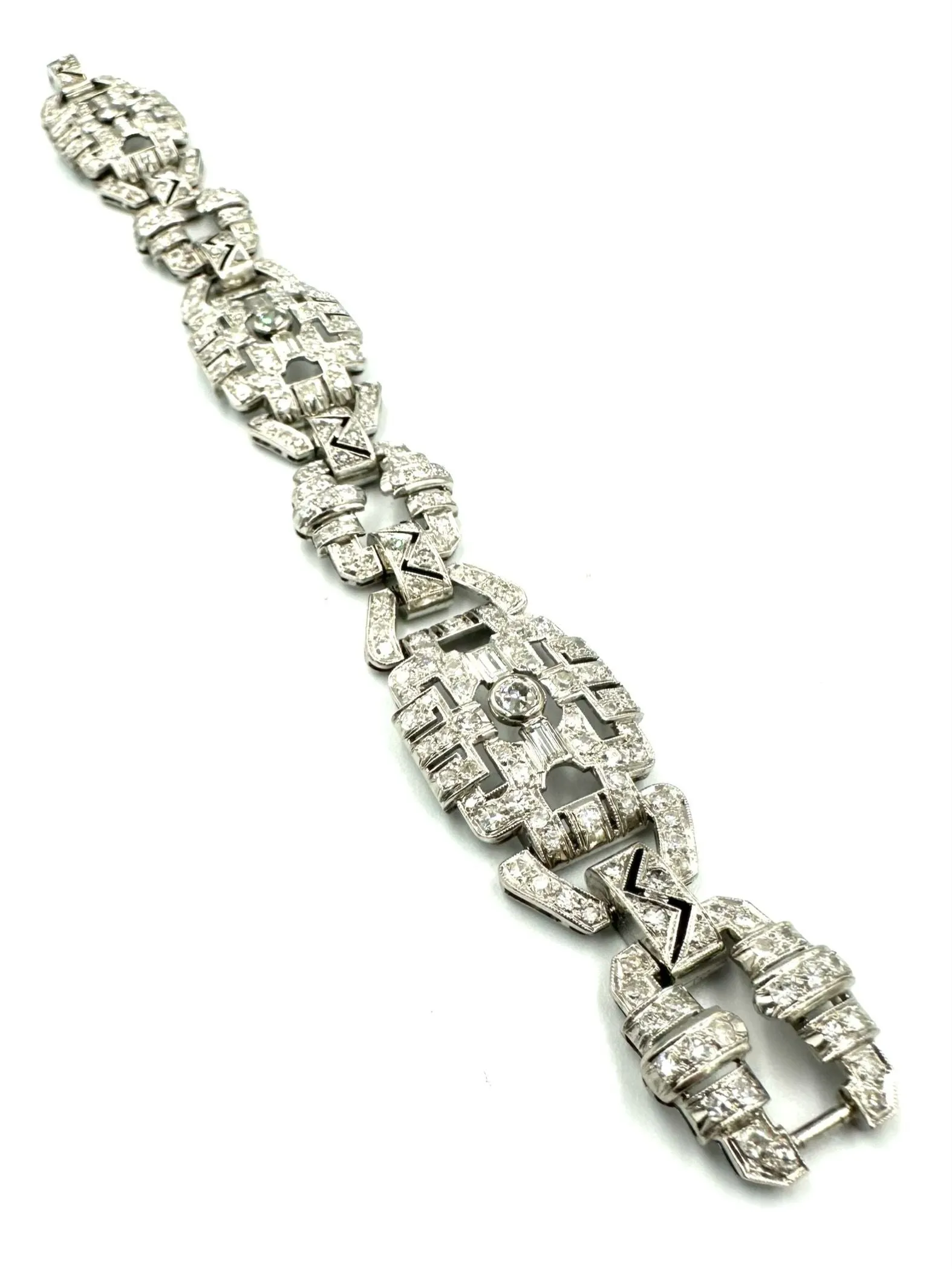 Bracelet Art-Déco platine et diamants (8.5ct) sold by 58 Facettes product image thumbnail 4