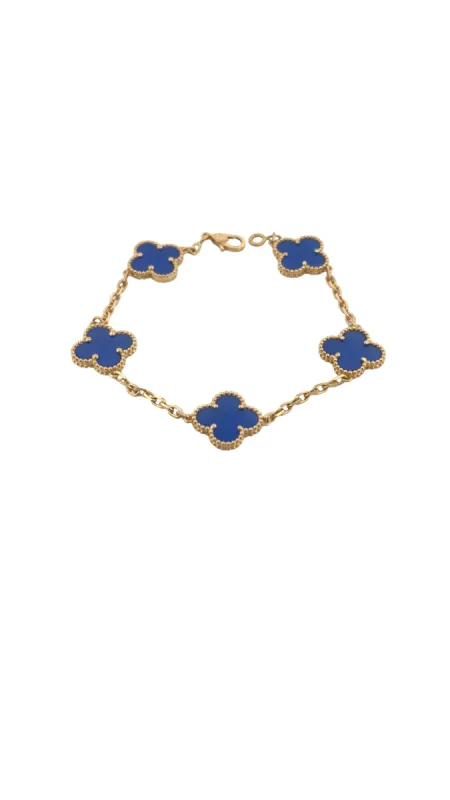 Van Cleef & Arpels - Bracelet Alhambra or jaune agate bleue sold by 58 Facettes
