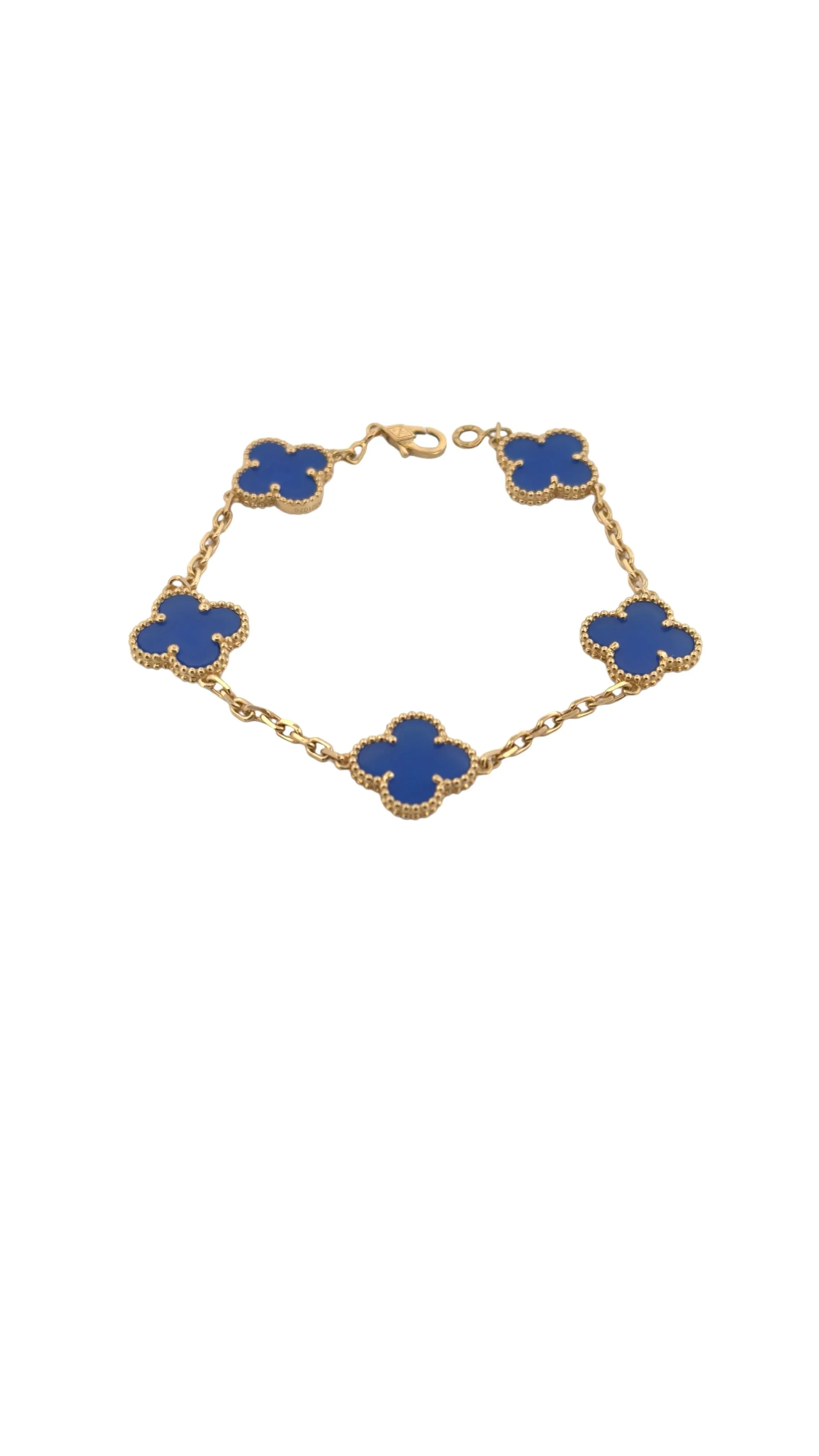 Van Cleef & Arpels - Bracelet Alhambra or jaune agate bleue sold by 58 Facettes