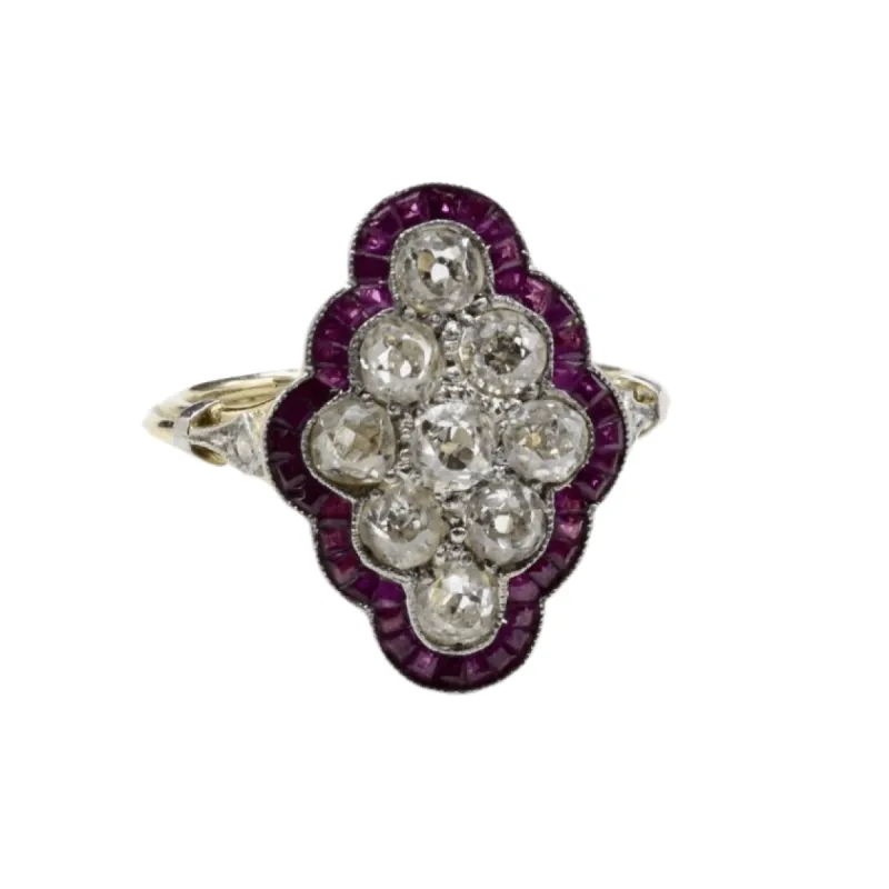 Bague Or jaune Diamants Rubis sold by 58 Facettes