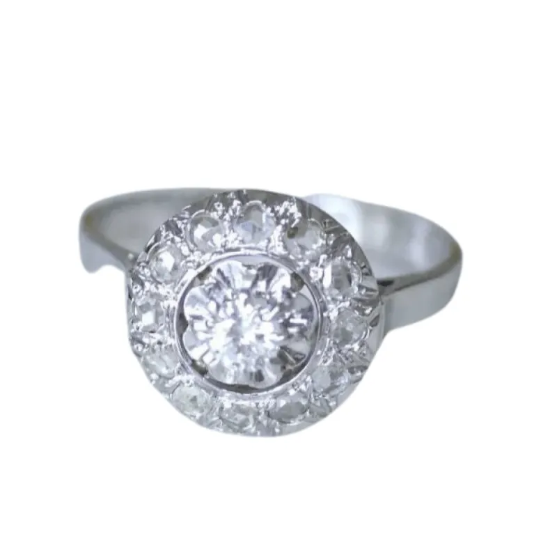 Bague cible ronde Art Déco diamants sold by 58 Facettes
