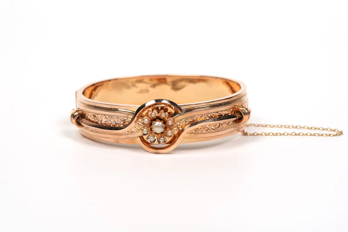 Bracelet Napoléon III or jaune et perles fines sold by 58 Facettes