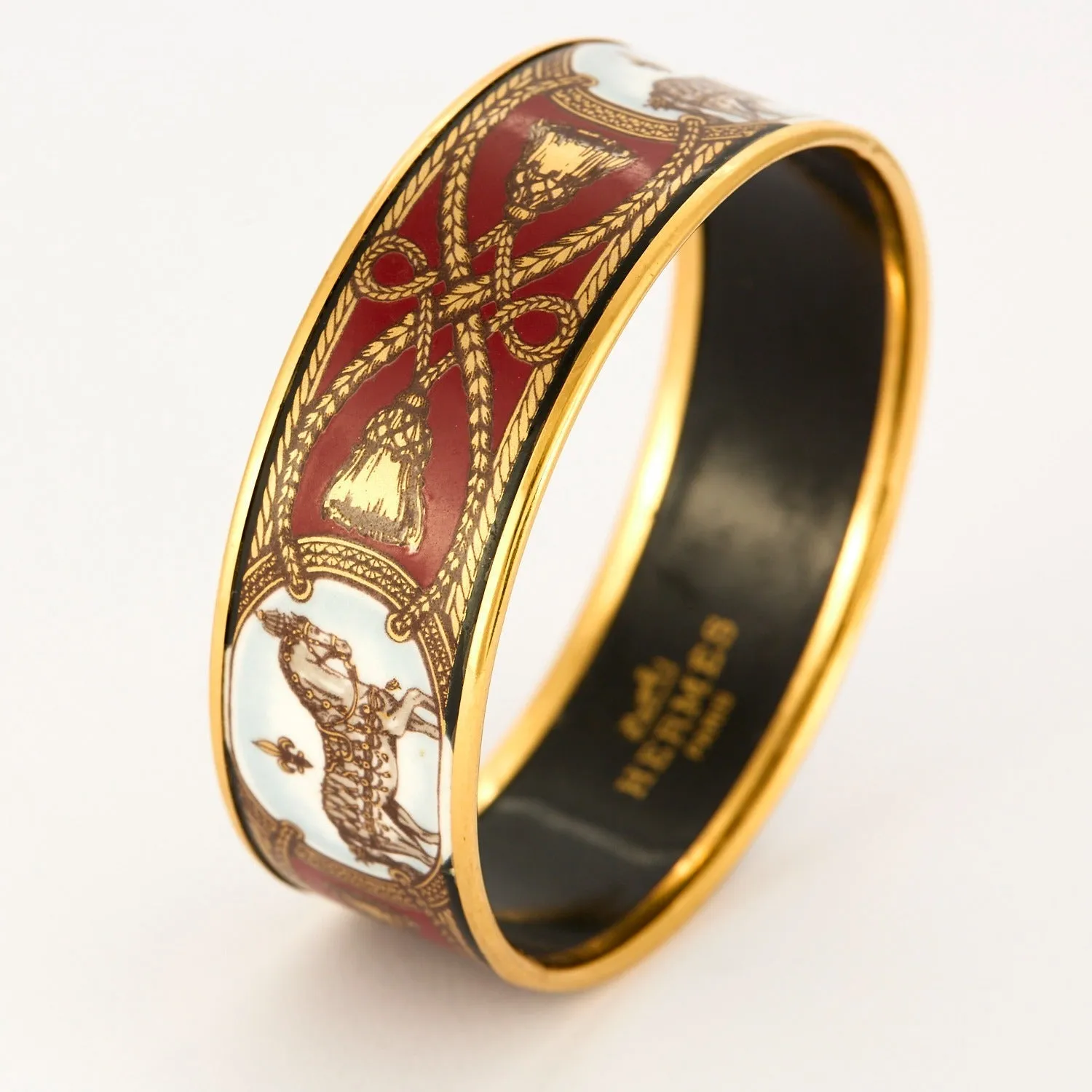 HERMÈS - Bracelet en métal doré et émail à motif hippique sold by 58 Facettes product image thumbnail 5