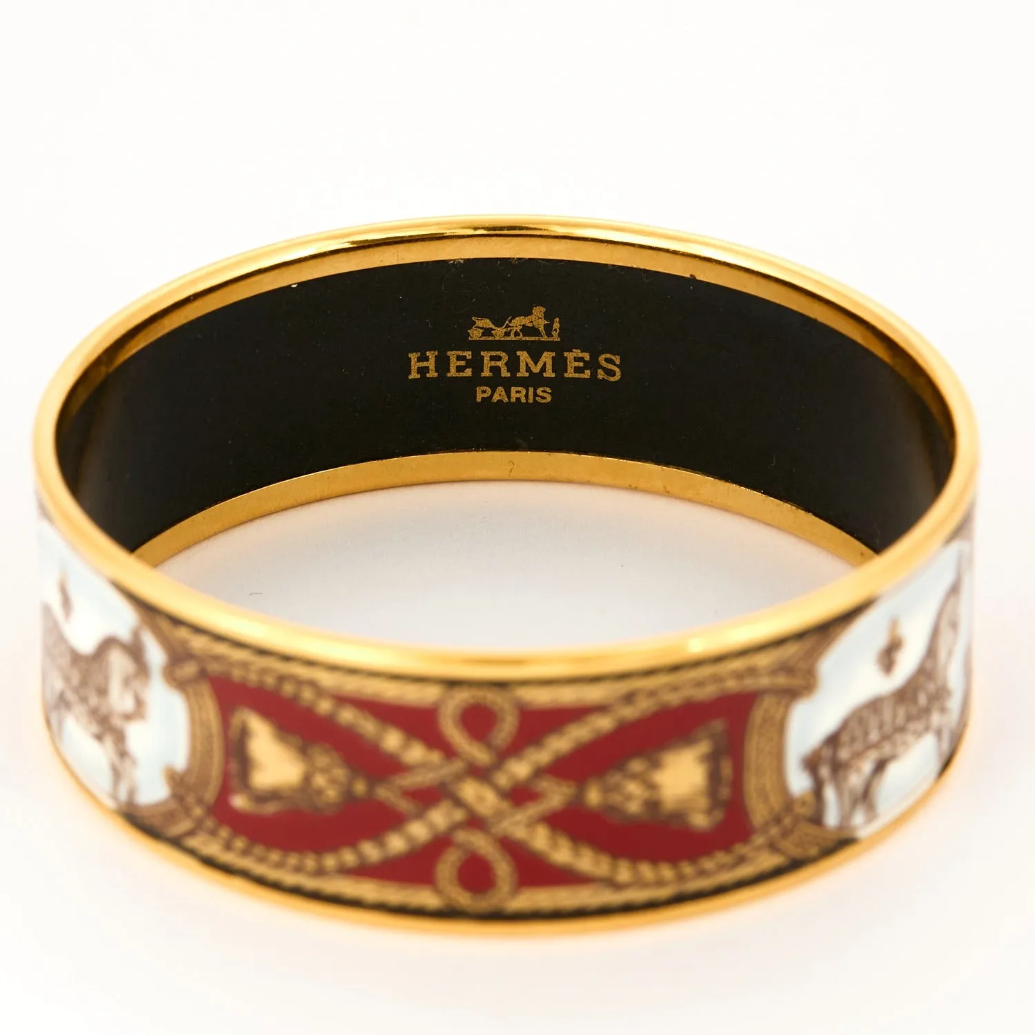 HERMÈS - Bracelet en métal doré et émail à motif hippique sold by 58 Facettes product image thumbnail 3