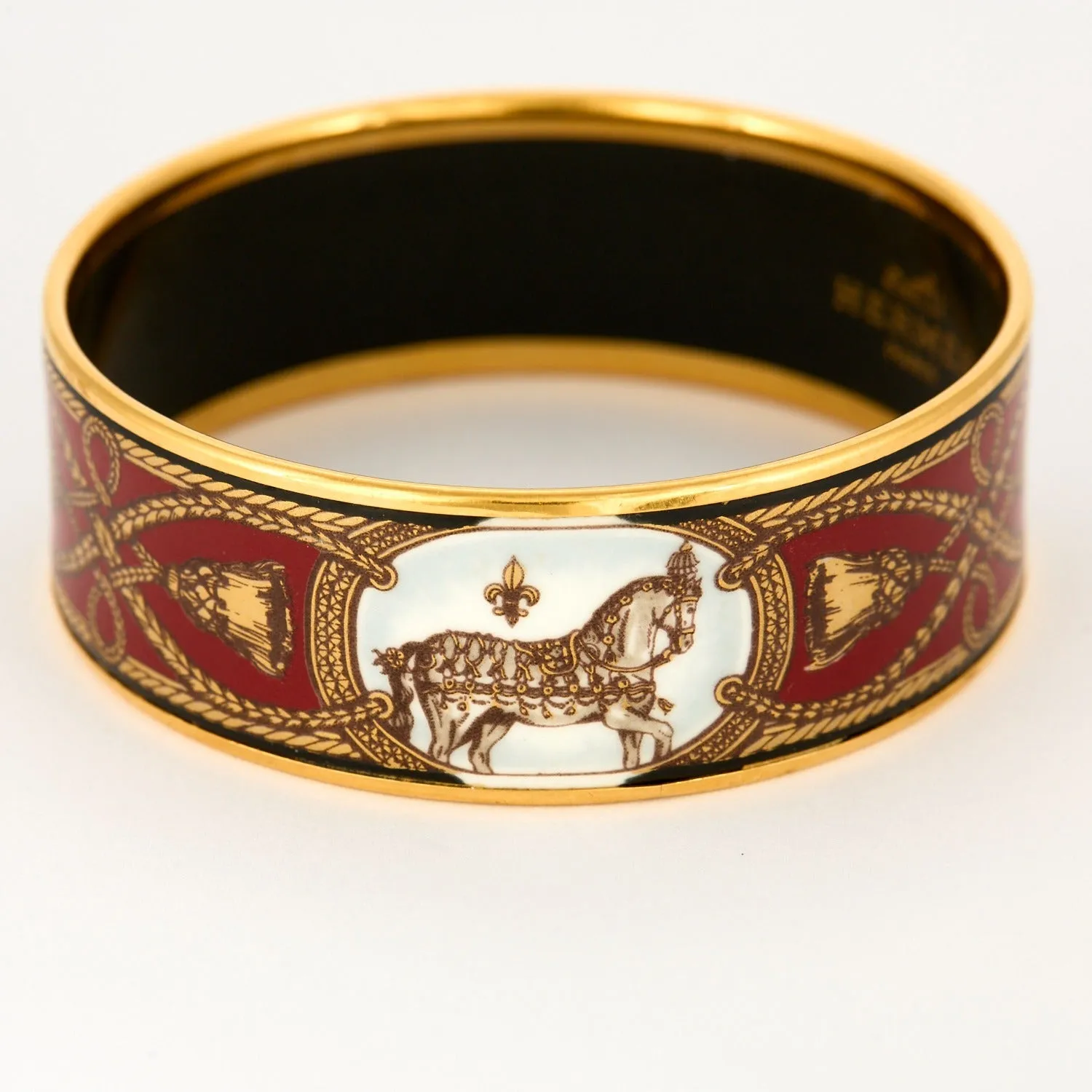 HERMÈS - Bracelet en métal doré et émail à motif hippique sold by 58 Facettes product image thumbnail 4