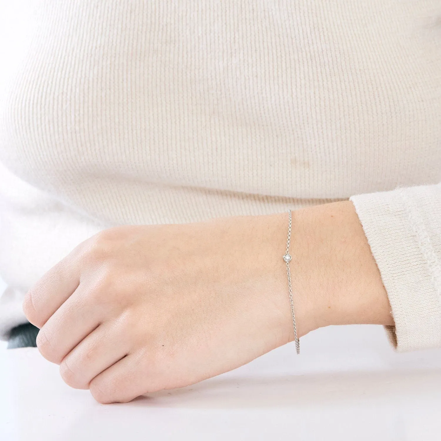 Bracelet or blanc 1 diamant sold by 58 Facettes product image thumbnail 2