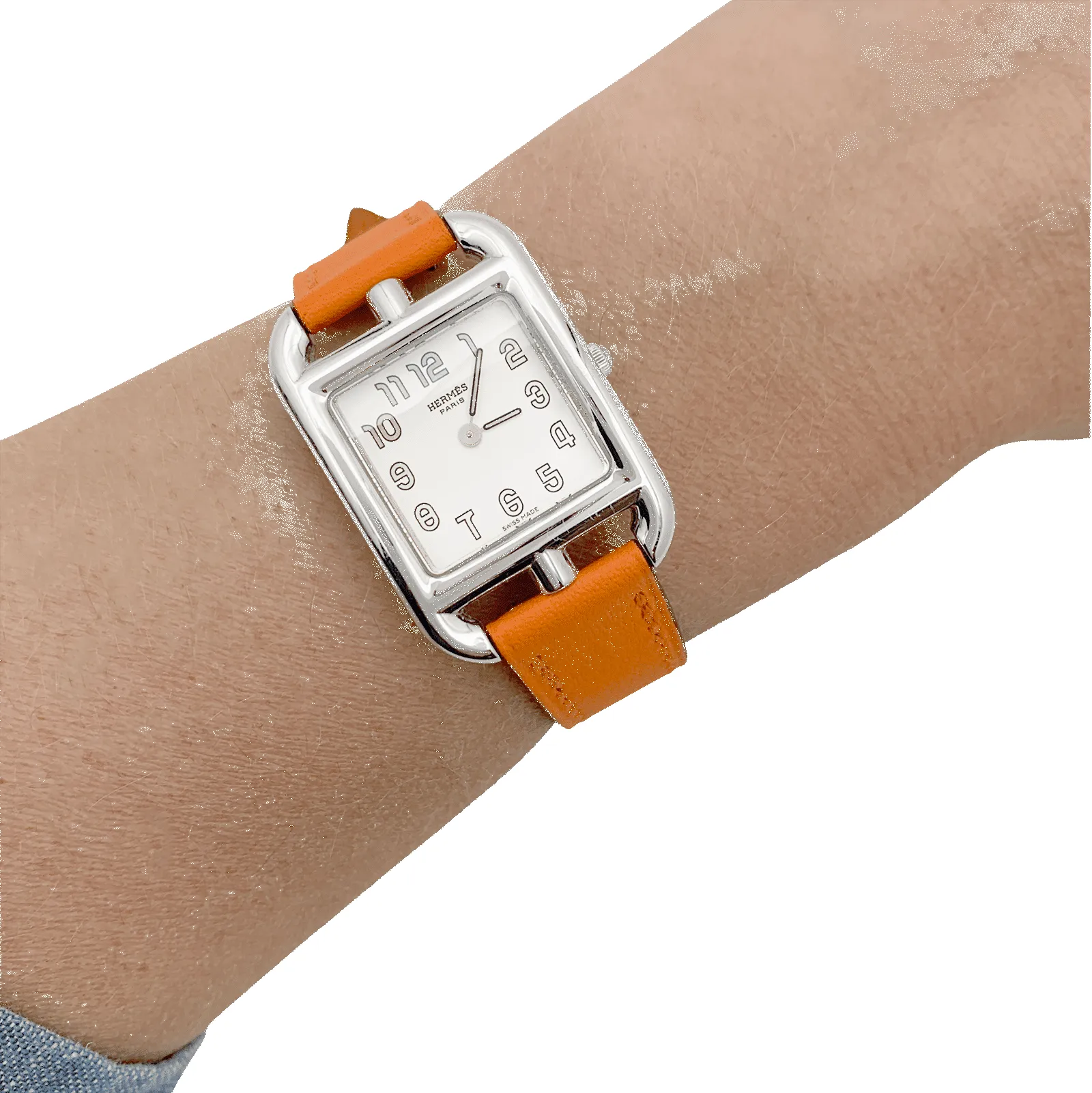 Montre Hermès, "Cape Cod", acier sur cuir. sold by 58 Facettes product image thumbnail 5