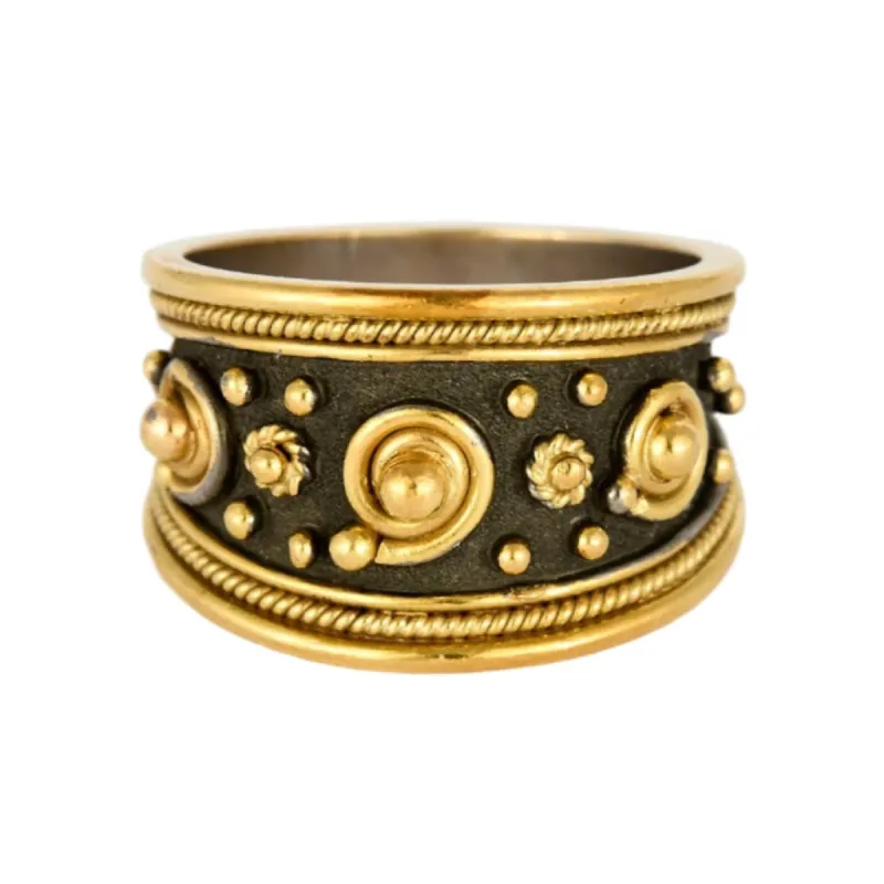 Bague byzantine en or jaune et rhodium noir sold by 58 Facettes