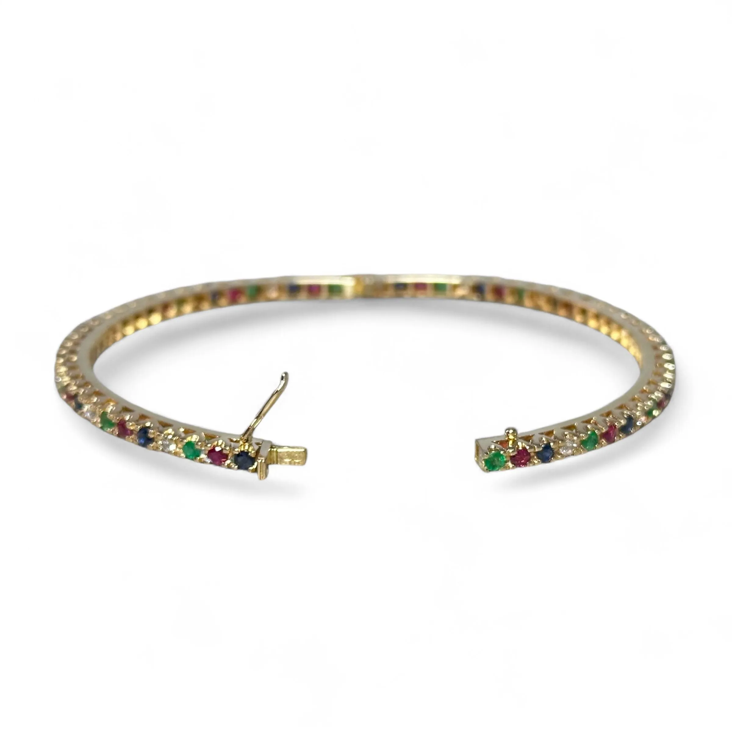 Bracelet jonc or jaune, diamants, saphirs, rubis sold by 58 Facettes product image thumbnail 3