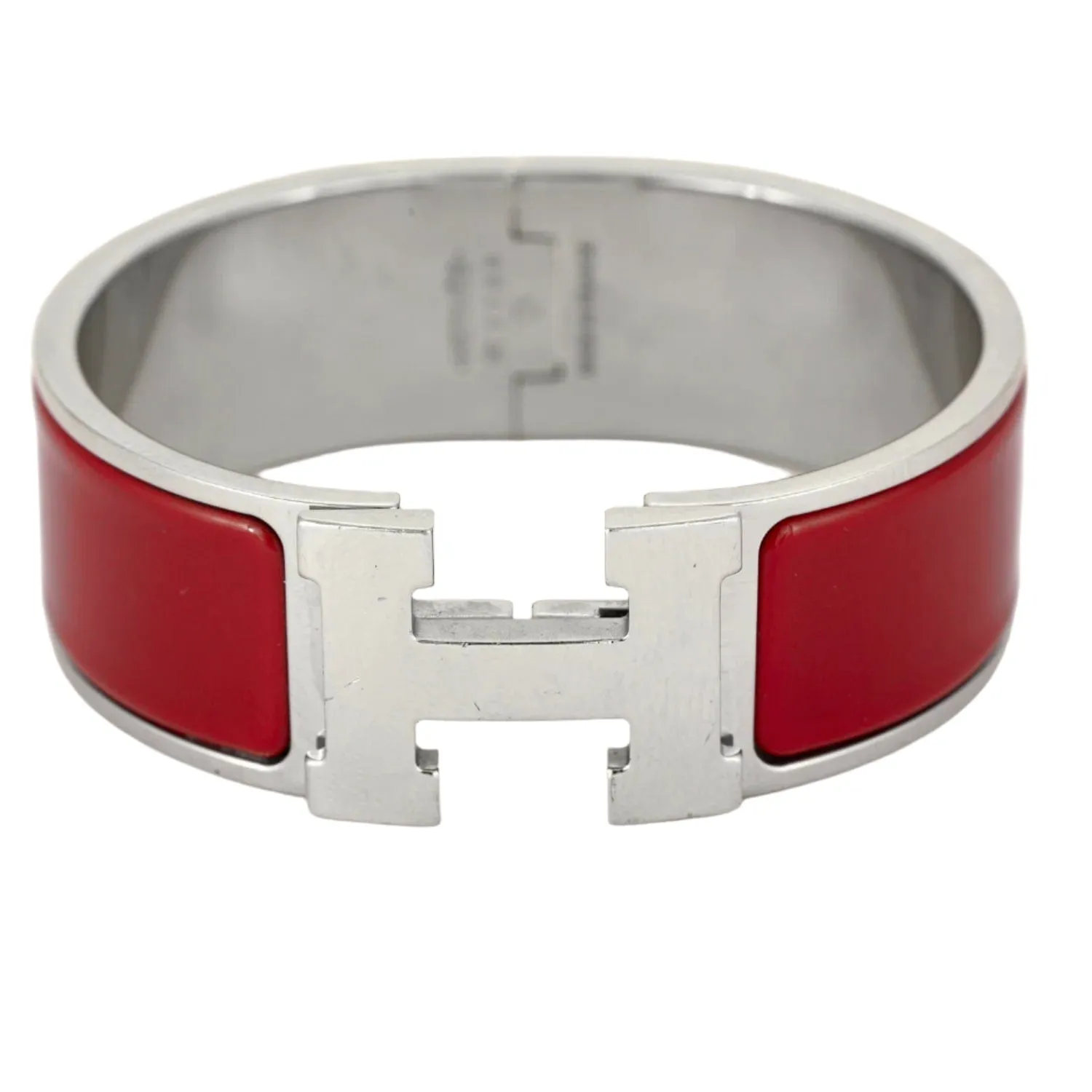 HERMES - Clic H - Bracelet en métal argenté palladié émaillé rouge sold by 58 Facettes
