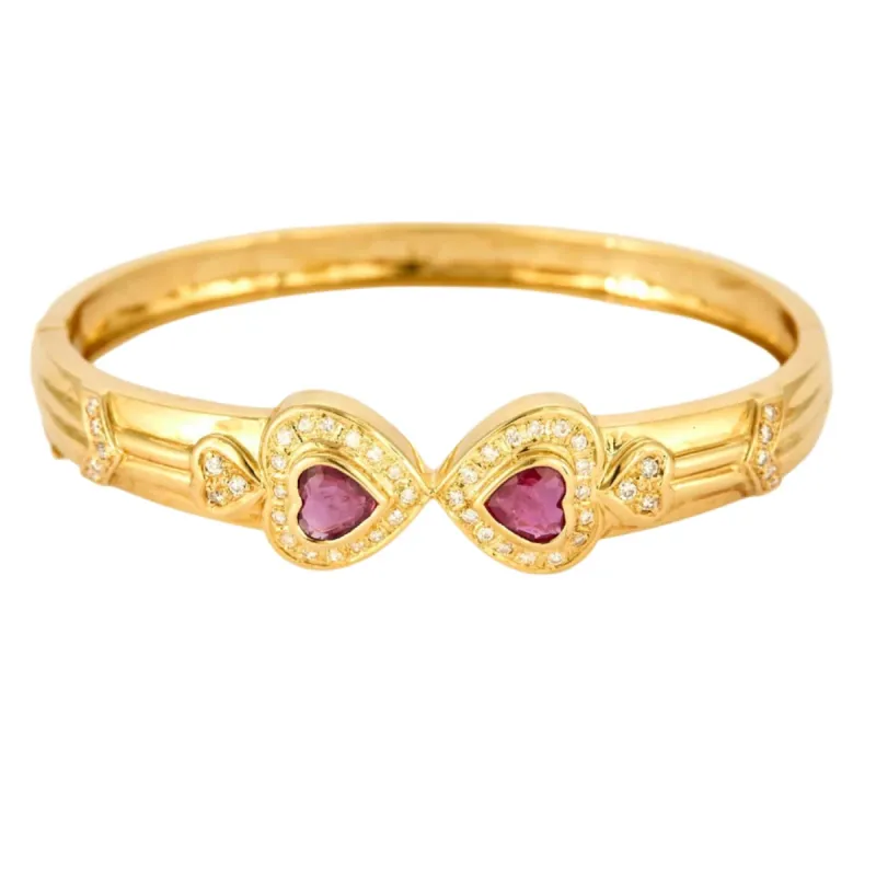 Bracelet jonc ouvrant, or jaune et rubis sold by 58 Facettes