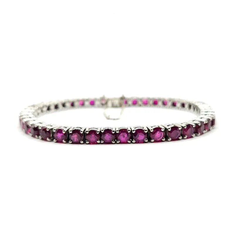 Bracelet Tennis or blanc serti de rubis sold by 58 Facettes