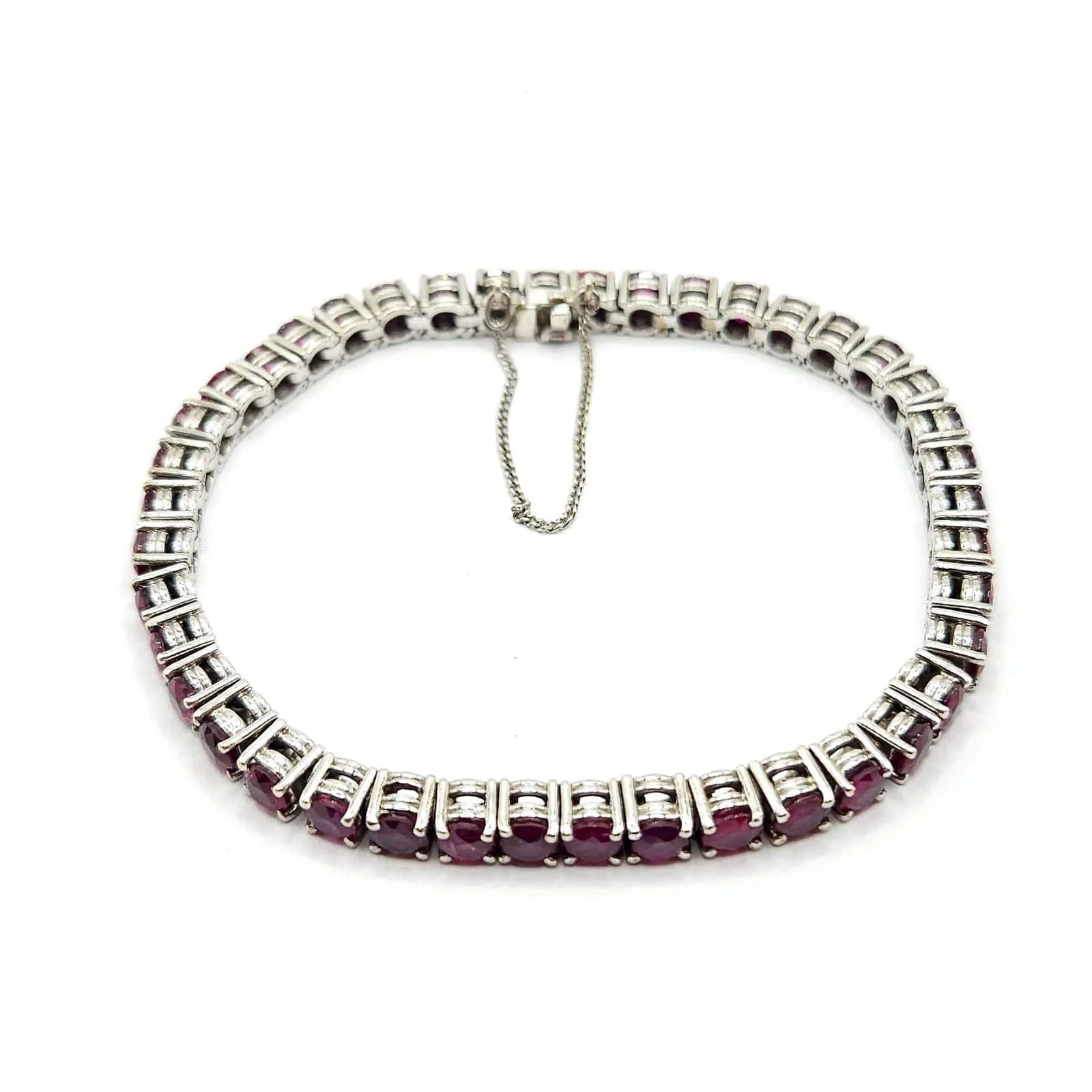 Bracelet Tennis or blanc serti de rubis sold by 58 Facettes product image thumbnail 5