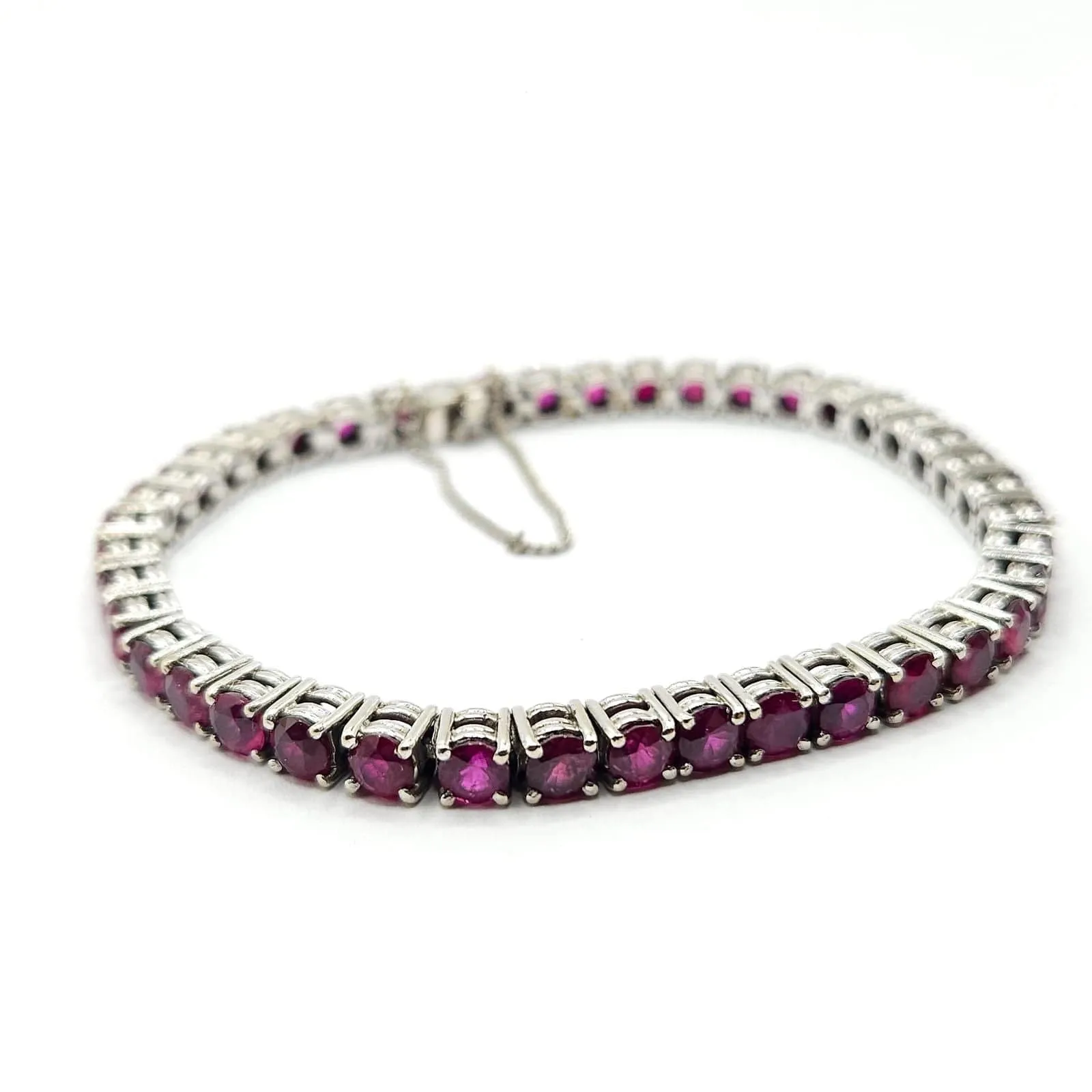 Bracelet Tennis or blanc serti de rubis sold by 58 Facettes product image thumbnail 2