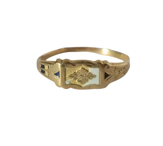 Bague bandeau régionale XIXe or jaune émail sold by 58 Facettes