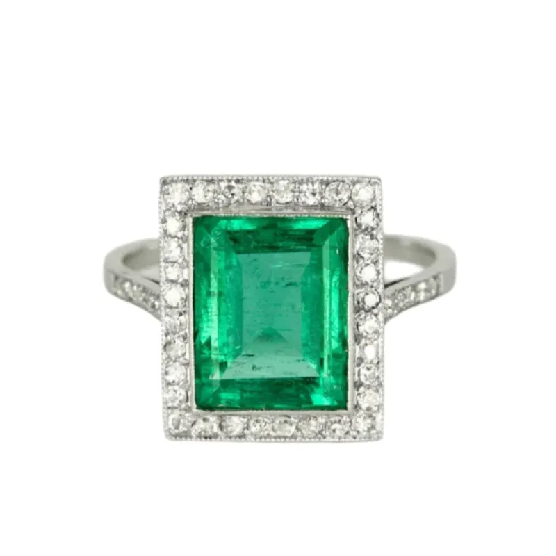 Bague Art Déco, platine et émeraude sold by 58 Facettes