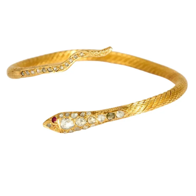 Bracelet Jonc Serpent, or jaune et rubis sold by 58 Facettes