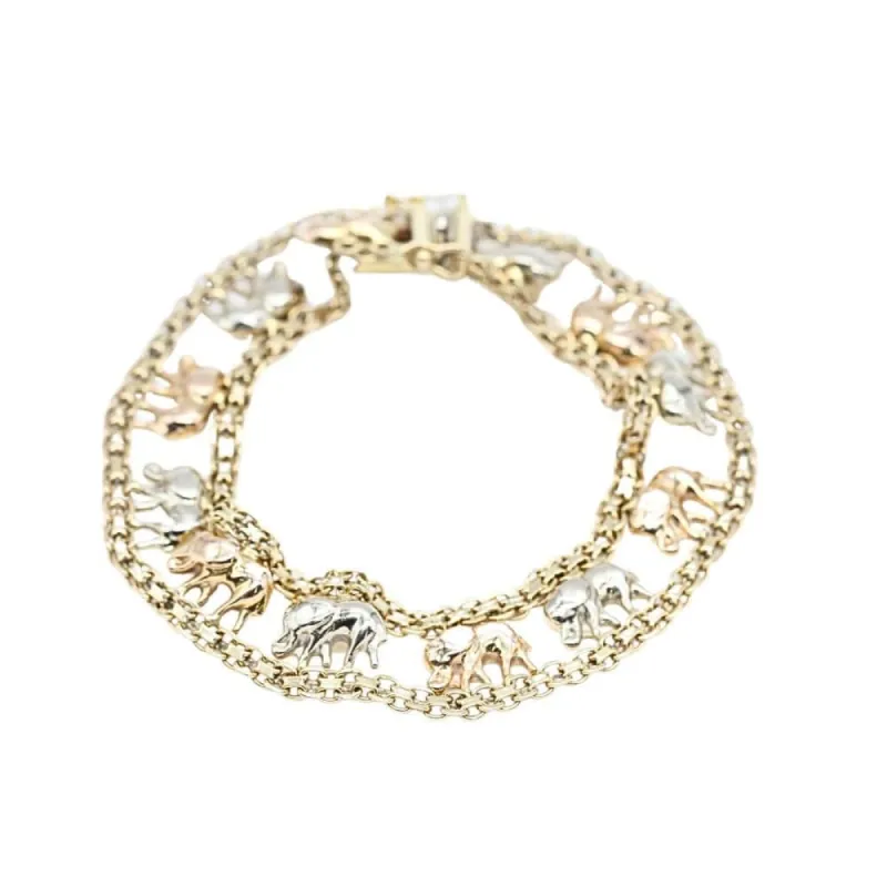 Bracelet éléphant en or tricolore sold by 58 Facettes