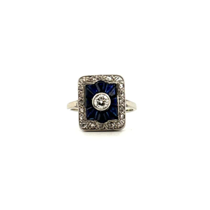 Bague Or Blanc Art Déco Saphirs & Diamants sold by 58 Facettes