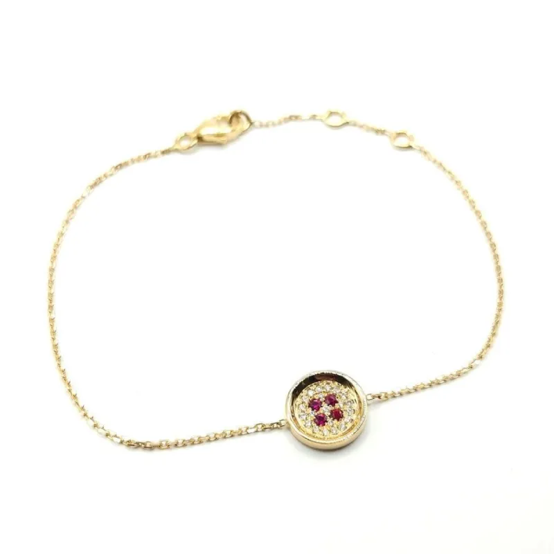 Bracelet or blanc diamants et rubis signé Ely Bela sold by 58 Facettes