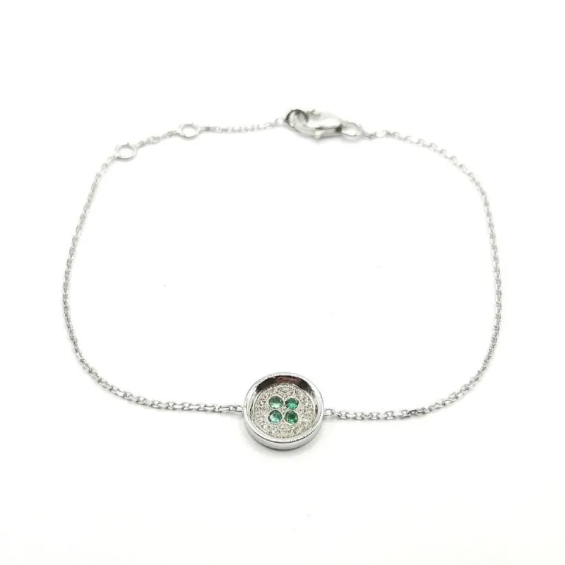 Bracelet or blanc diamants émeraudes signé Ely Bela sold by 58 Facettes