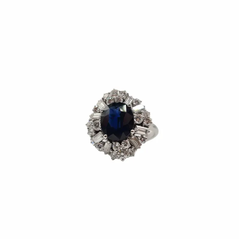 Bague or blanc, saphir et diamants sold by 58 Facettes