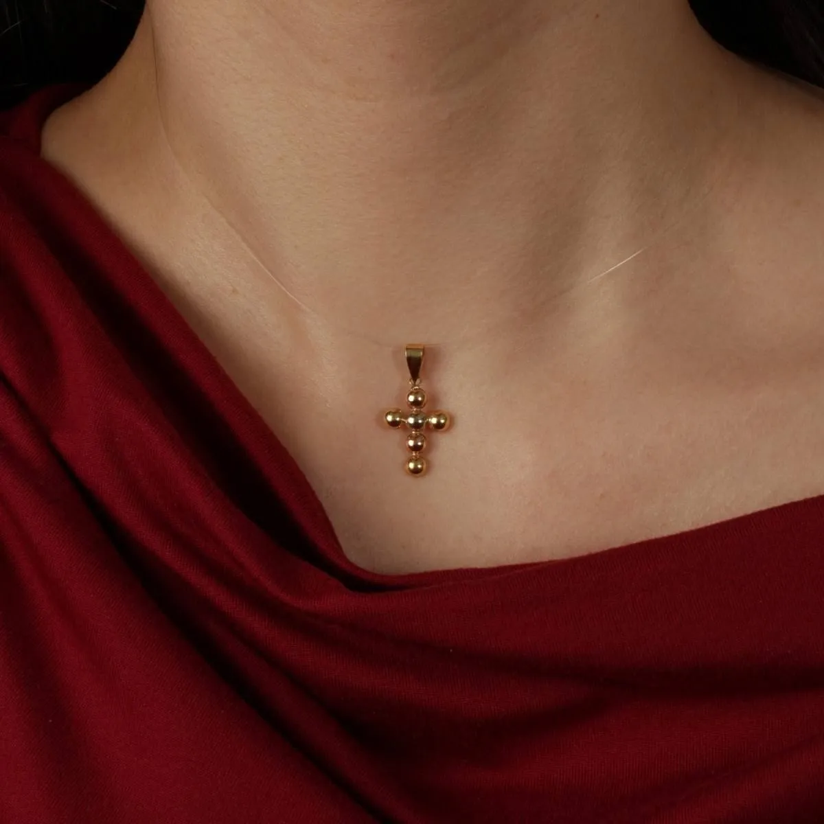 Pendentif croix BOULES DORÉES sold by 58 Facettes product image thumbnail 4