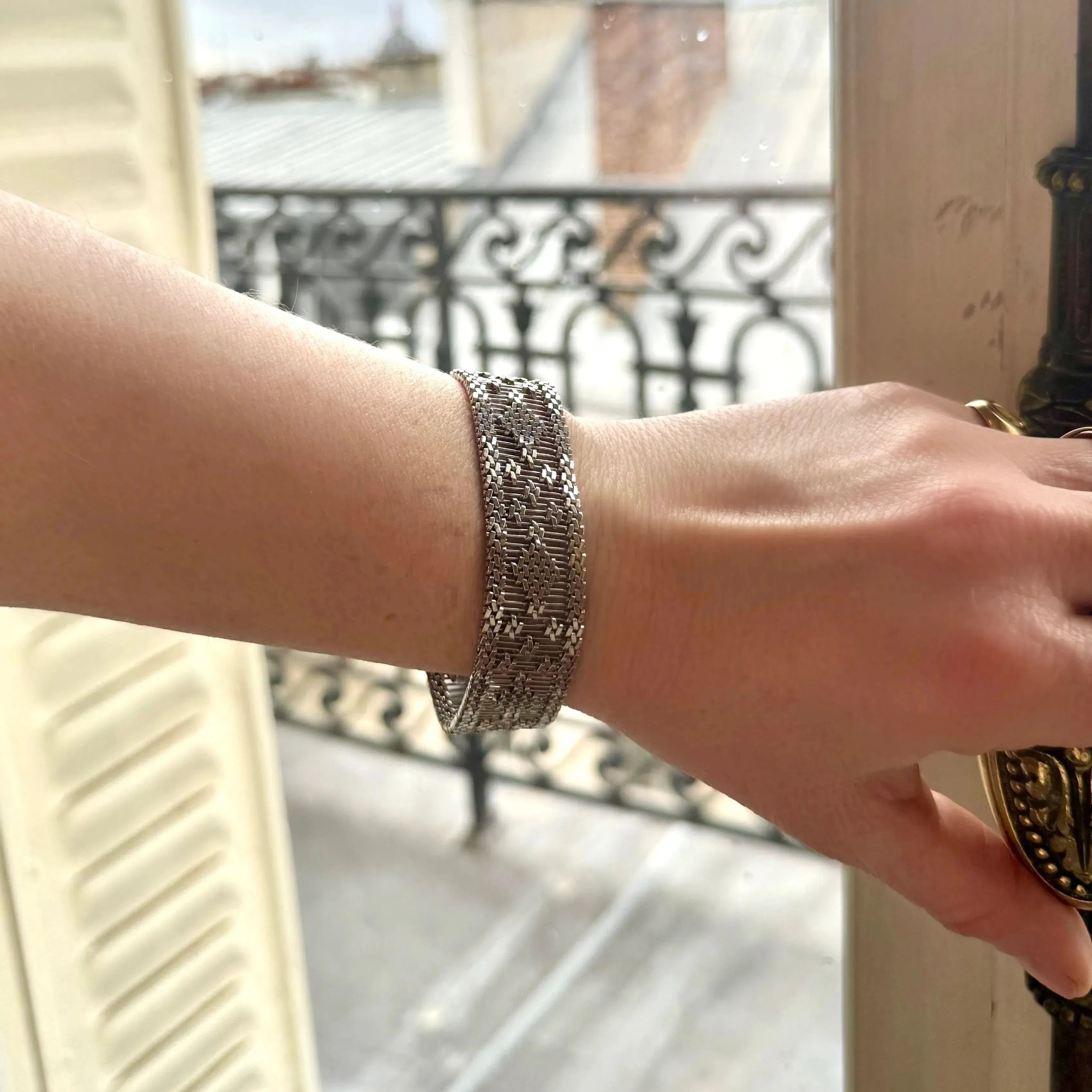 Bracelet manchette tissé en or gris 18K sold by 58 Facettes product image thumbnail 2