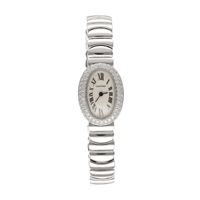Montre Cartier Baignoire Mini de Dame en or gris 18k et diamants à quartz vers 2000. Ref : 2369. sold by 58 Facettes