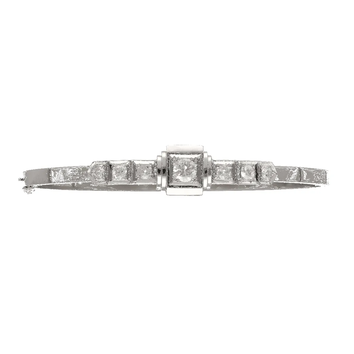Bracelet Art Déco Platine jonc ouvrant avec diamants, vers 1930 sold by 58 Facettes product image thumbnail 2