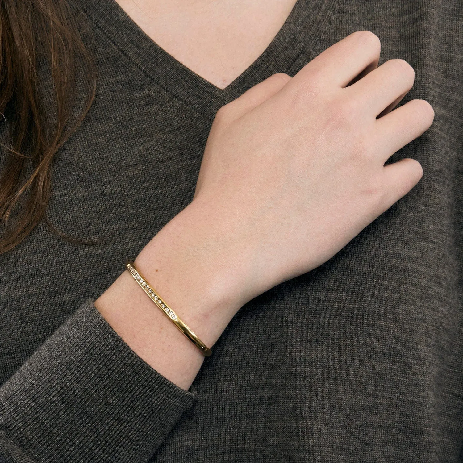 Bracelet Rigide Rivière or jaune diamants sold by 58 Facettes product image thumbnail 2