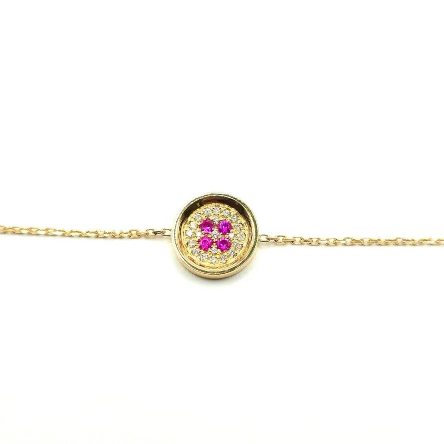 Bracelet or jaune diamants et saphirs roses signé Ely Bela sold by 58 Facettes product image thumbnail 4